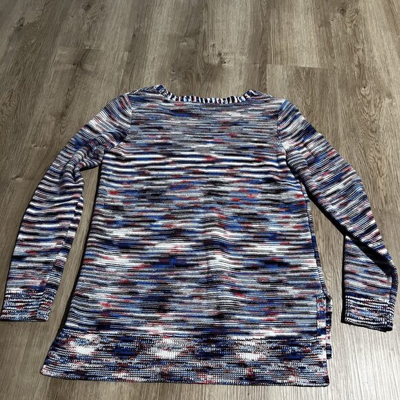 Tommy Hilfiger Womens Multicolor Striped Knit Sweater V-Neck Red White blue Smal - Picture 2 of 10